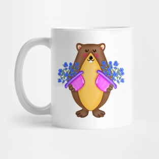 Cute groundhog with blue flowers Mug